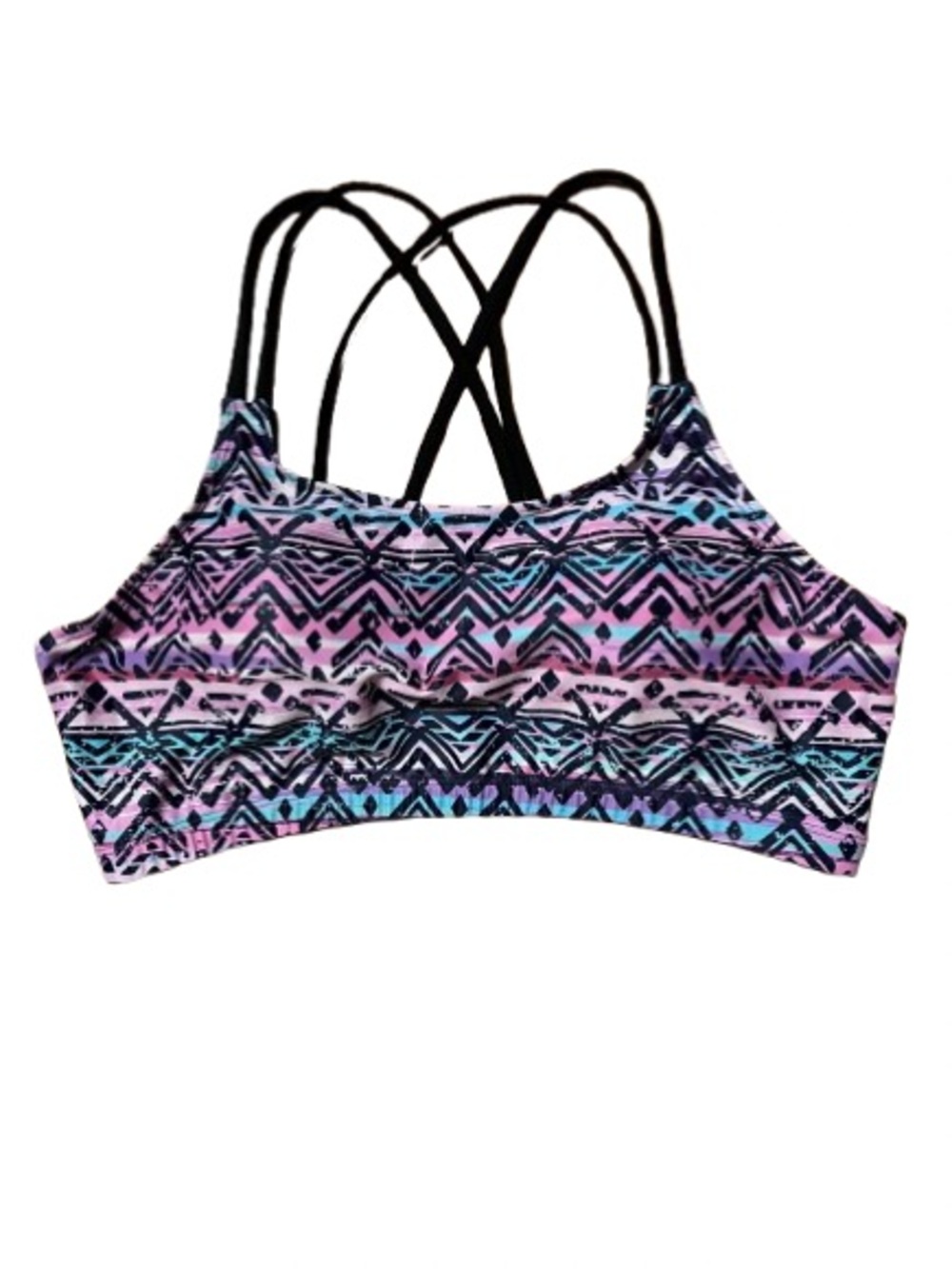 NWT Holipick Women's Strappy Tribal Print Swim Top - Pink & Blue Size XL